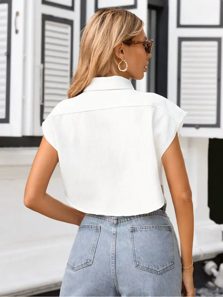 Screenshot 2025-06-03 at 13-18-50 Aveloria Affinna Camisa corta de unicolor con bolsillos con tapas para mujer camisa casual de manga corta con bolsillos y cuello regular ajuste regular camisa blanca de manga de murciélago para mujer blusas uso c[...].webp