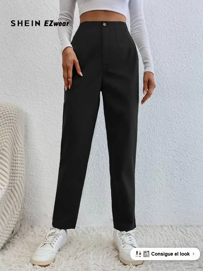 Pantalones de tiro alto de corte recto