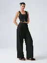 Conjunto pantalón y top de cardigan negro
