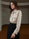 Camisa casual de moda de oficina de unicolor y manga larga